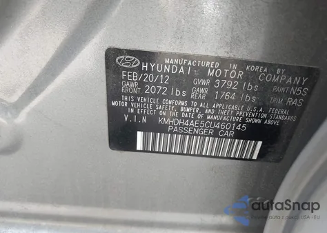 2012 Hyundai Elantra Limited (Ulsan Plant) из США, поврежденный, VIN KMHDH4AE5CU460145